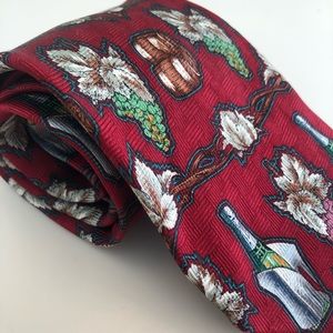 Wine Lover Grapes Barrels 100% Silk Tie Vintner 58-59” Carter & Holmes